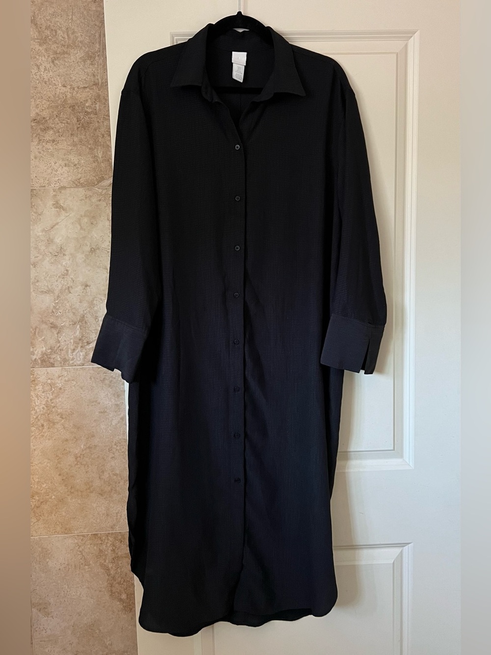 Black Long sleeve Button-Up Collared dress